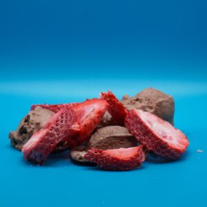 Freeze-Dried Chocolate Ice Cream with Strawberries